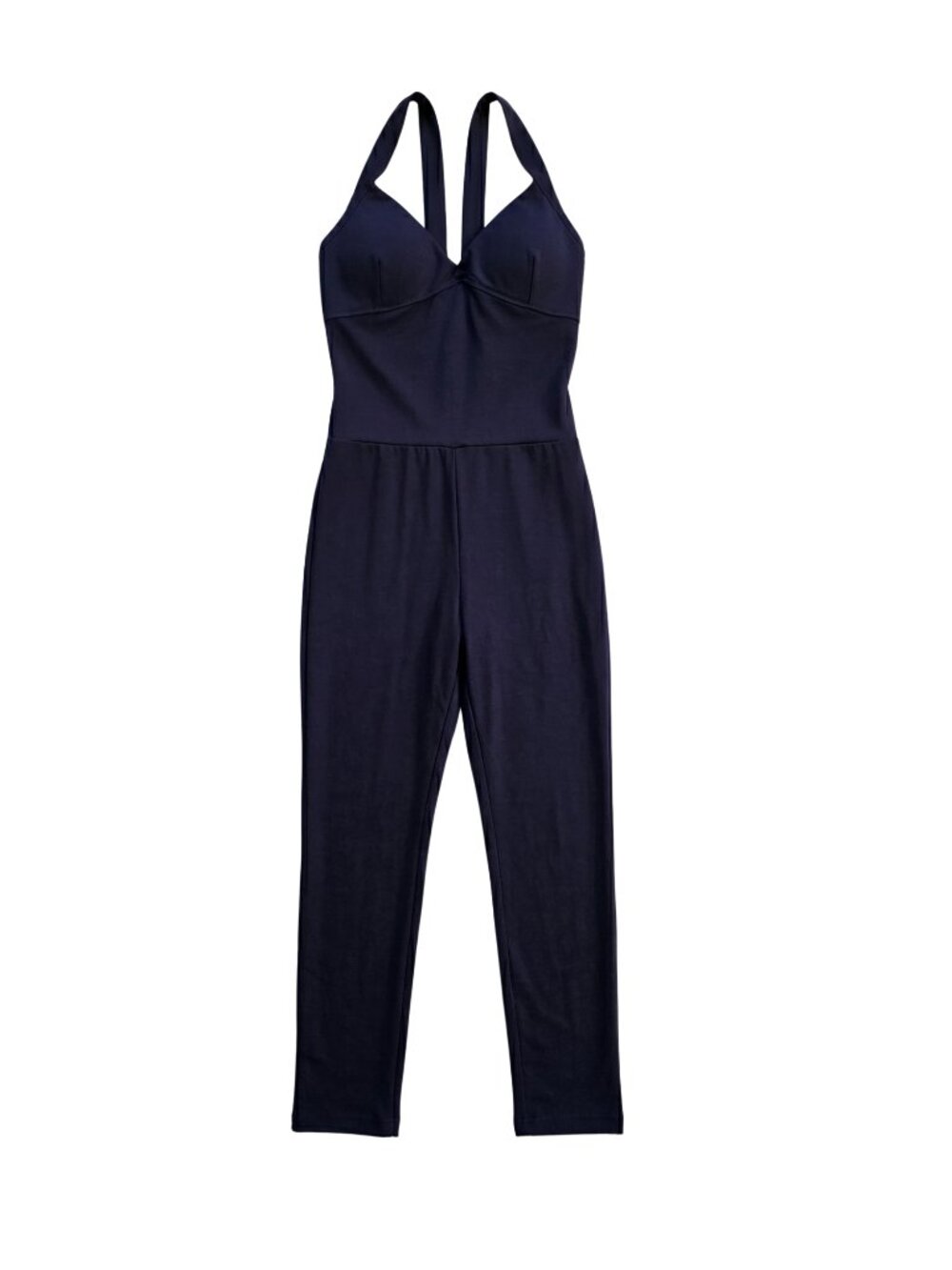 NWT | Navy Blue Halter Jumpsuit Romper Athleisure Butt Lifting Lounge | Large